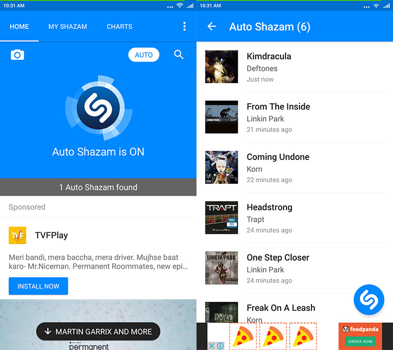 Shazam for Android now identifies songs automatically
