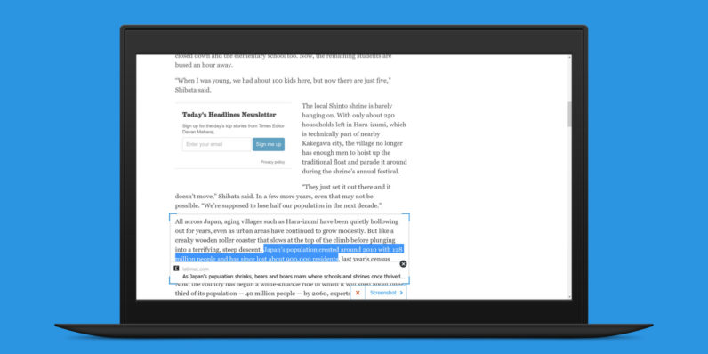 Chirp for Chrome is the best tool for tweeting quotes from articles