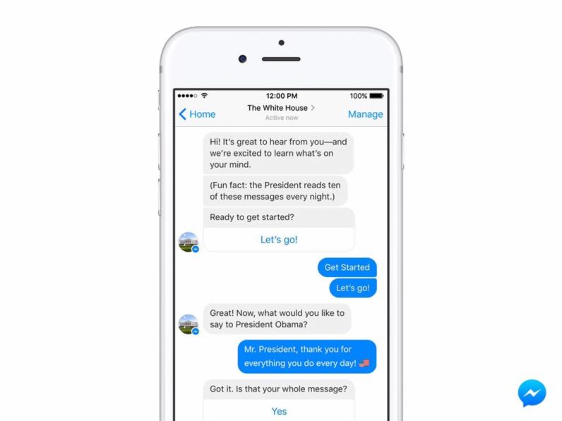 You can now write to President Obama via a White House Messenger bot