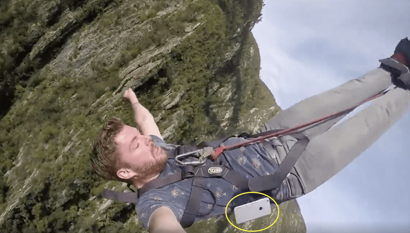 Watch an iPhone fall to its death in this crazy bungee jumping incident