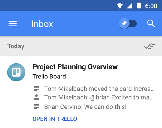 Massive Google Inbox update brings Trello, GitHub and Alerts integrations