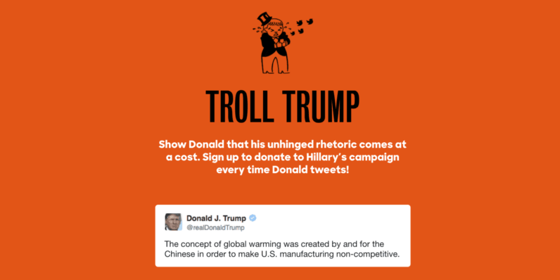 New donation tool makes Clinton $1,100 for each @realDonaldTrump tweet