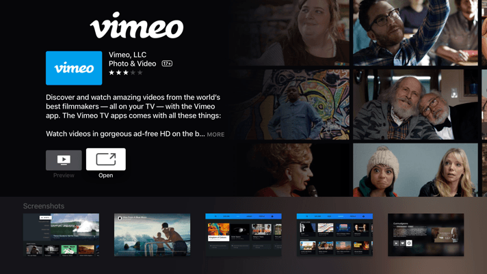 Vimeo releases apps for tvOS, Android TV, and Samsung’s Tizen-powered TVs.