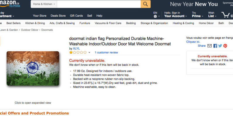 India slams Amazon over sale of national flag doormats
