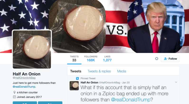 Donald Trump’s newest Twitter rival is… an onion in a bag?