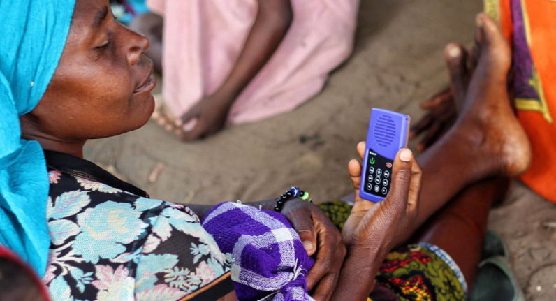 Tanzanian project uses a solar-powered MP3 player to educate women who can’t read