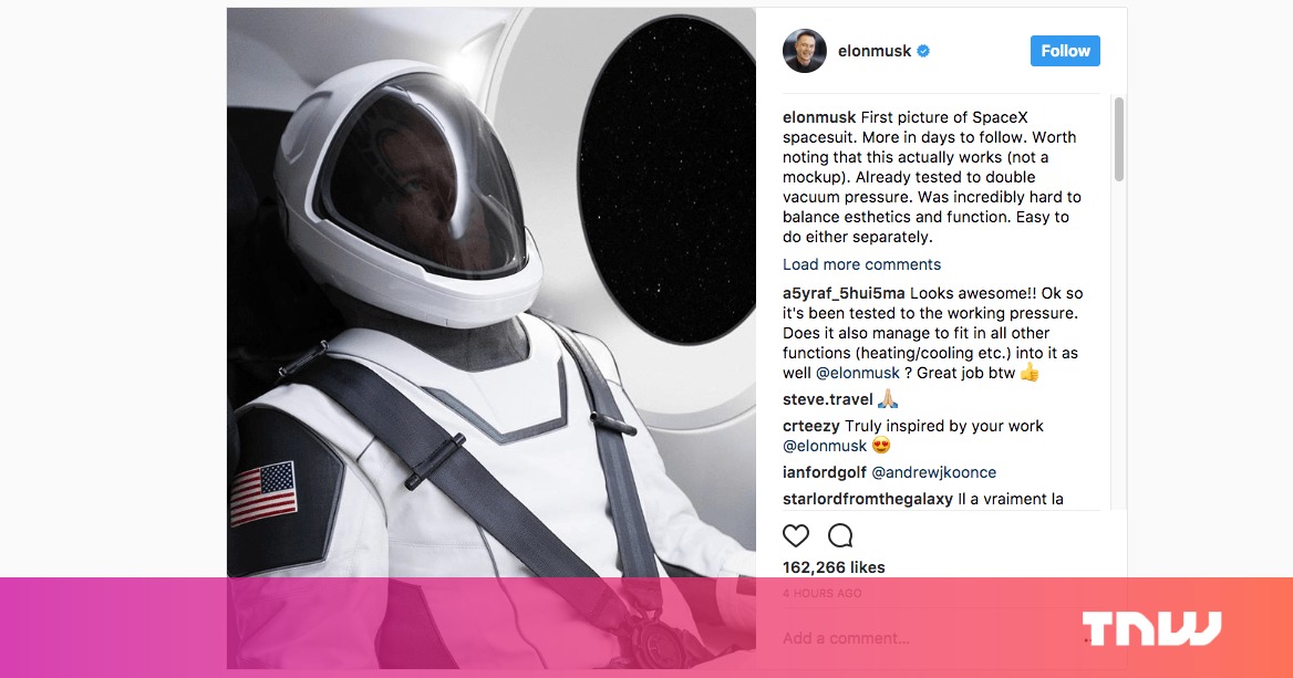 photo of Tesla CEO Elon Musk gives us a first glimpse at the SpaceX spacesuit image
