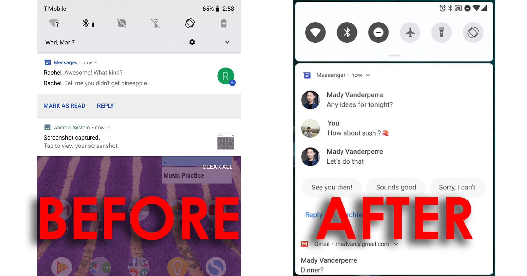 Android P Before After