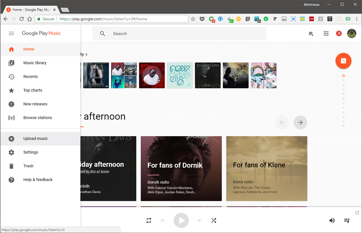 Google Play Music lets you upload tracks via its desktop web app