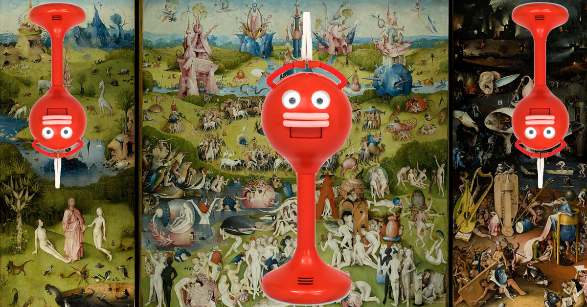 All this hellish red robot wants to do is clap at you