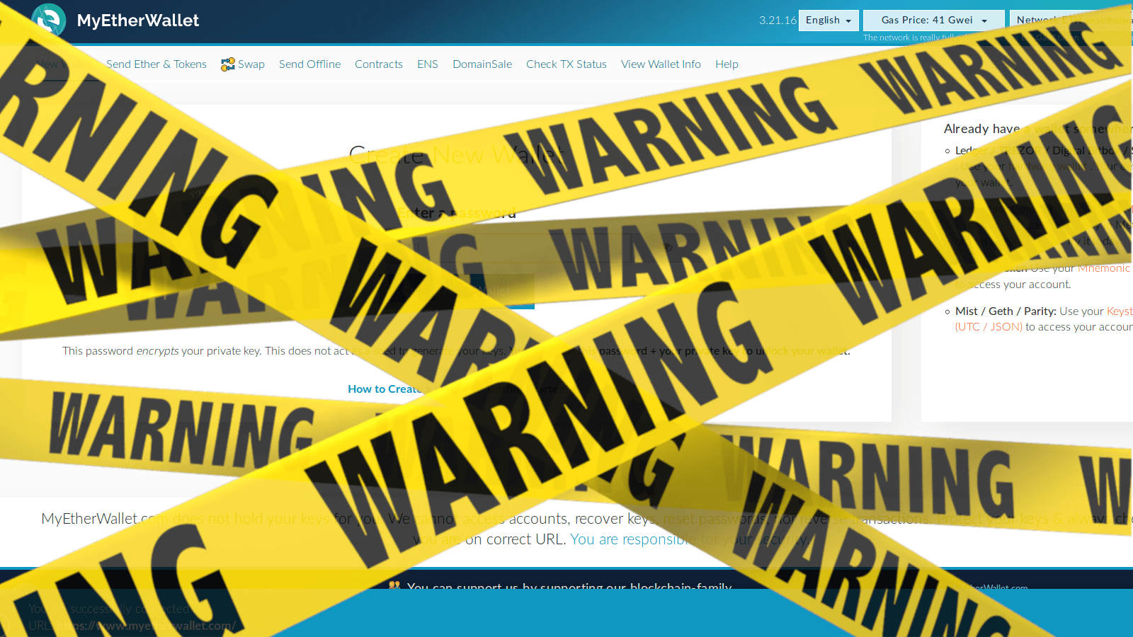 Psa Myetherwallet Compromised In Hack Urges Users To Move Tokens Now<script async src=