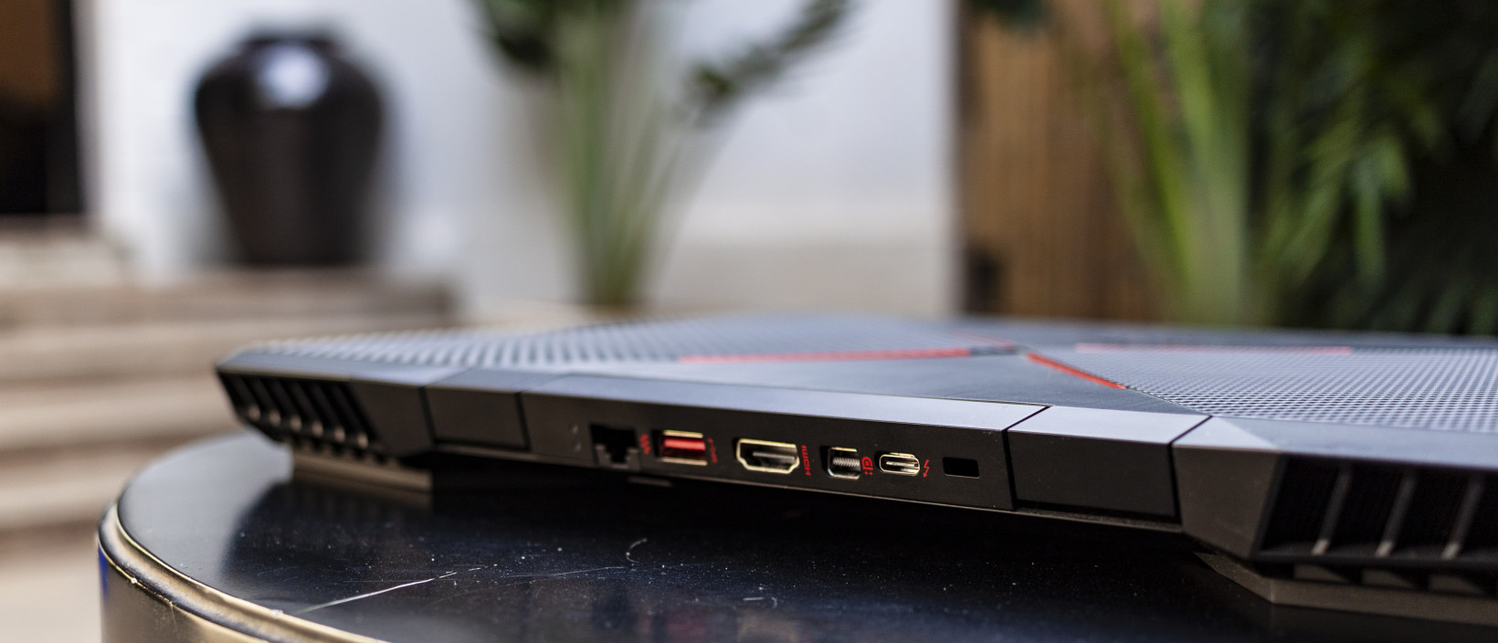 HP cleverly placed the Omen's ports at the back, so you don't have to see a mess of cables on your desk all the time