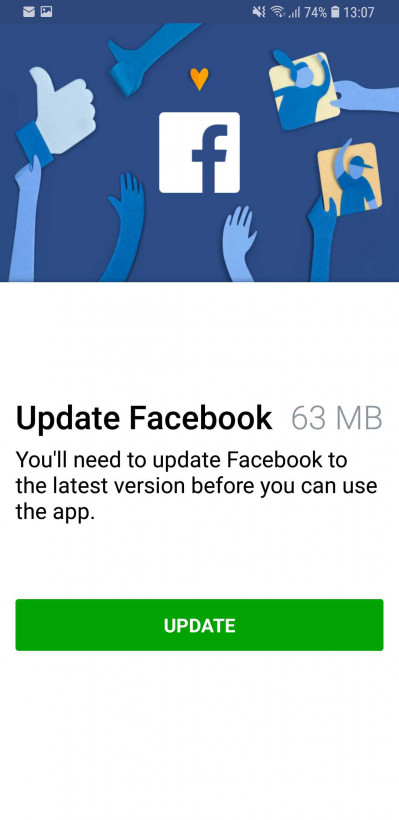 This is the screen you'll see when you launch the Facebook placeholder that's pre-installed on some Samsung devices