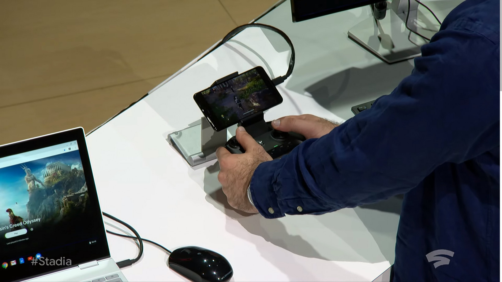 Google demonstrated how you could pick up a game from where you left off across devices, seamlessly