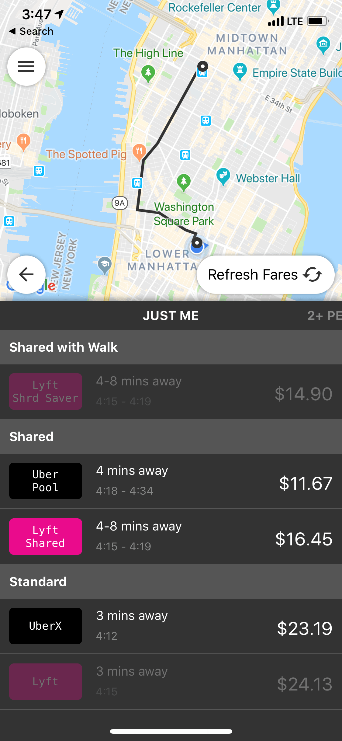 This app makes it easy to compare Uber and Lyft fares in real time - 83