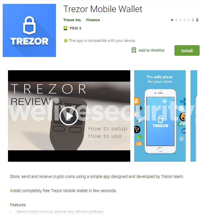 fake, Trezor, wallet, cryptocurrency,