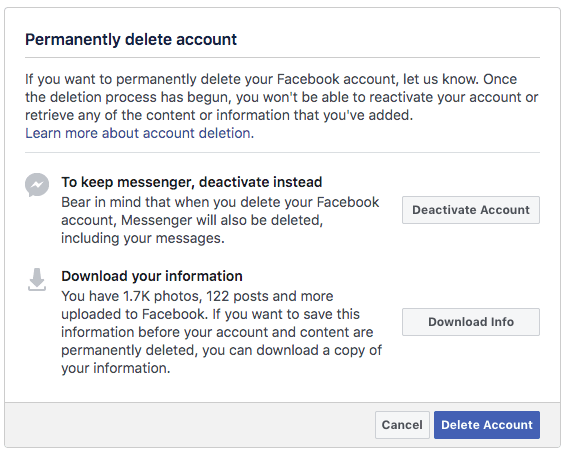 how to deactivate facebook account without deleting it