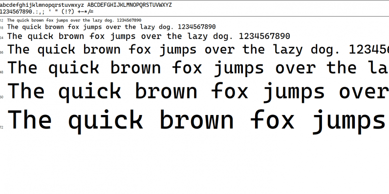 font sample in different sizes