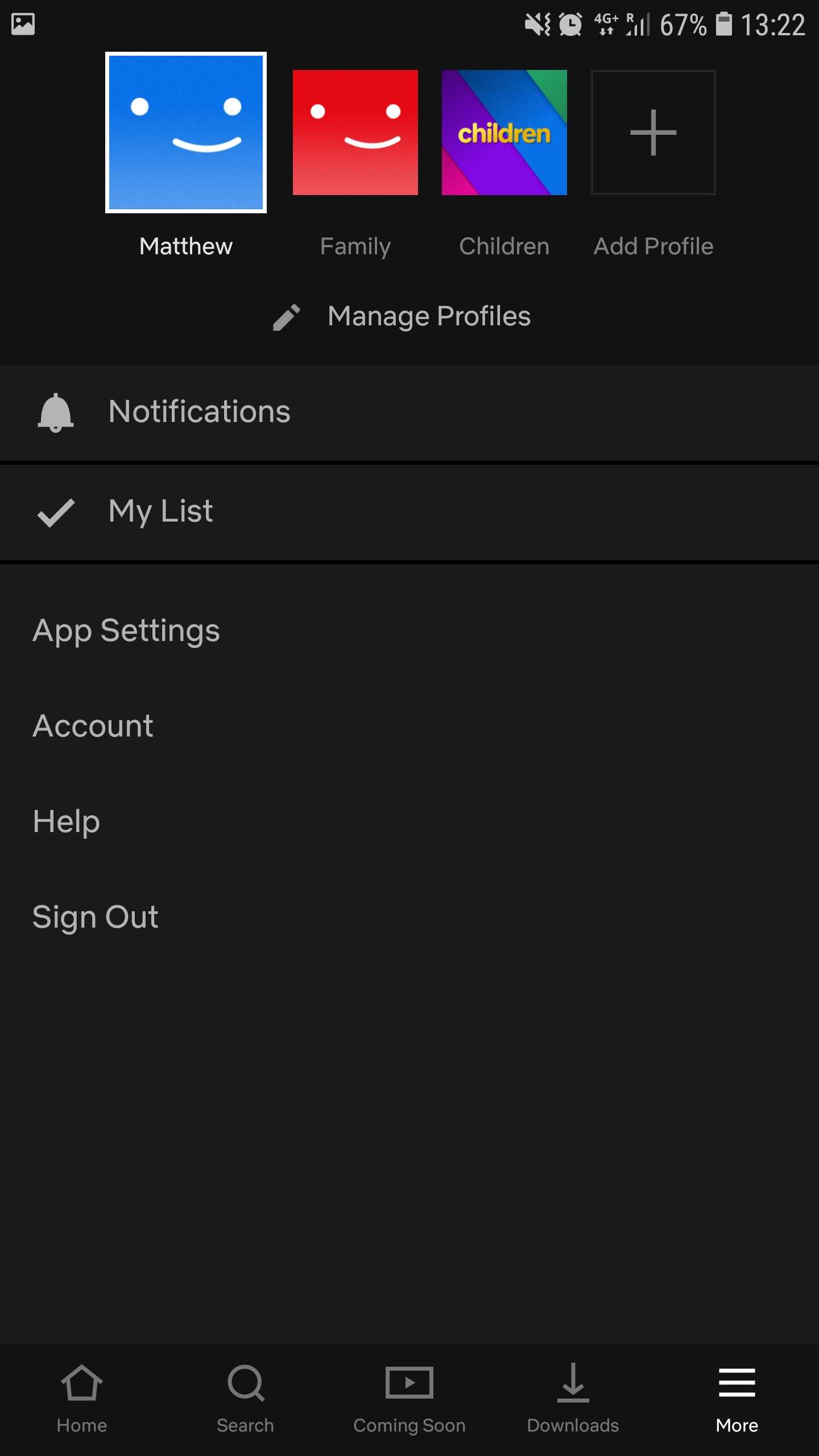 Netflix, app, account, settings