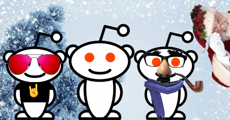 three reddit logos in the snow