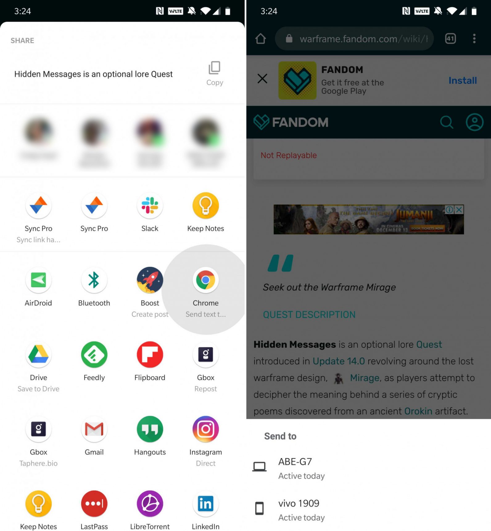 How to send tabs, links, and text from Chrome to your Android device