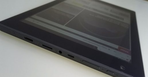 diagonal view of a tablet