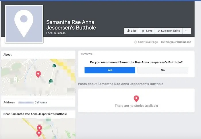 Facebook refused to remove a business Page dedicated to a woman s butthole - 3