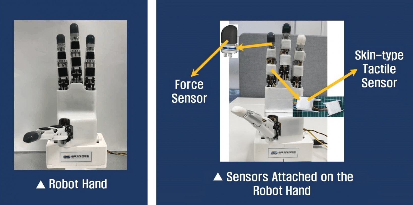 The hand is equipped with both force sensors and 'skin-type' tactile sensors