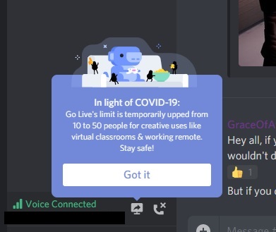 Go Live on Discord Coronavirus