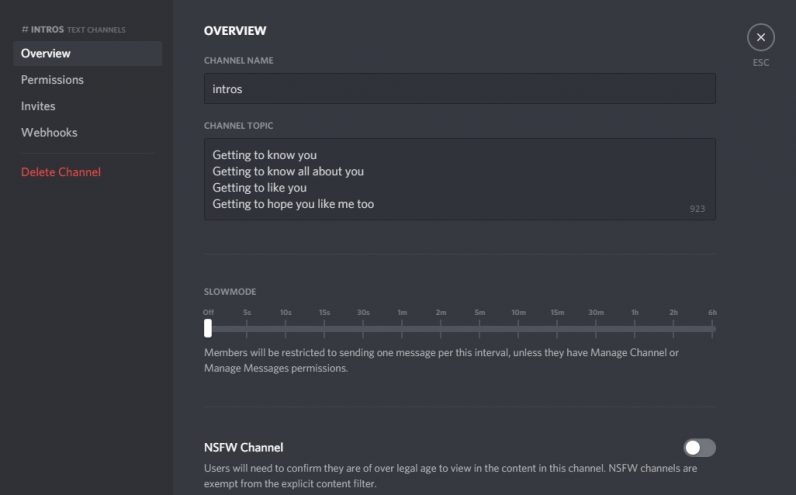 Discord Text Channel Customization