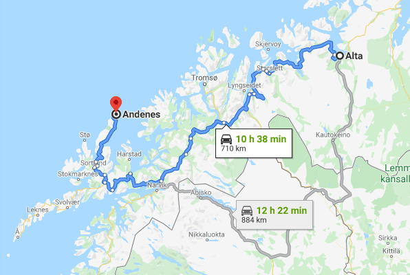 Northern Norway, driving, flying, electric