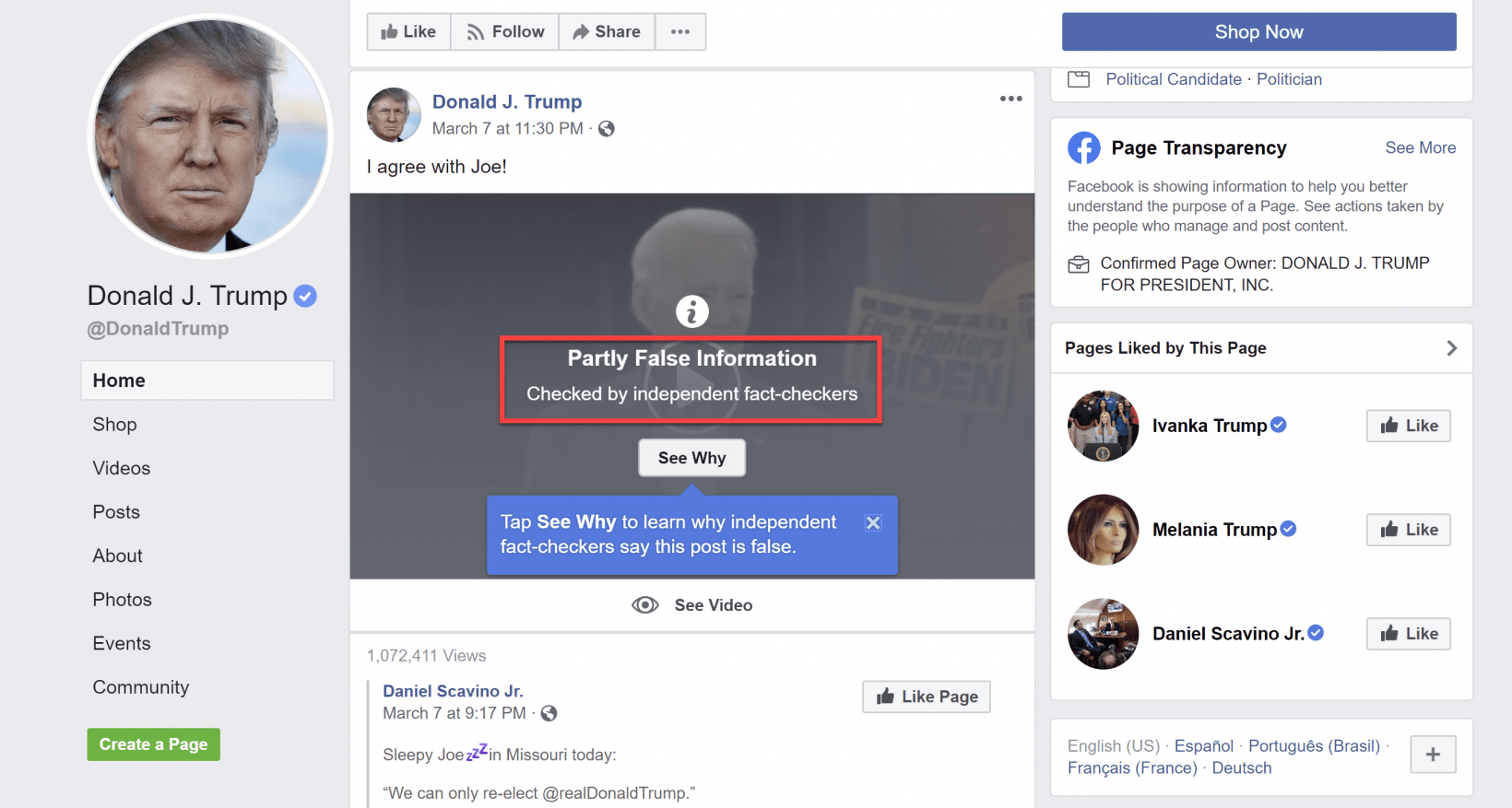 Facebook warns misleading video of Biden supporting Trump is ‘partly false’