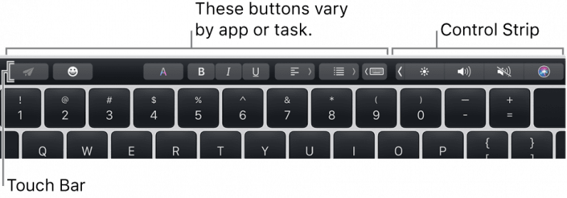 macbook touch bar buttons