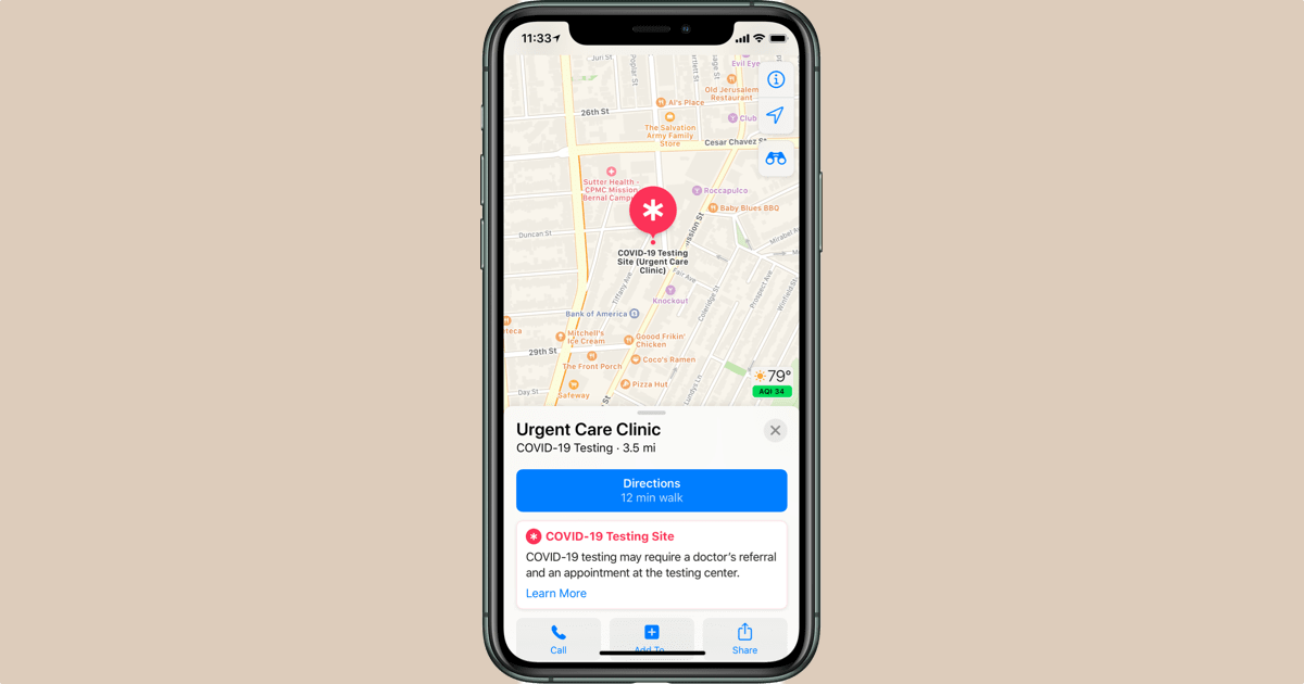 Apple Maps will soon direct you to your nearest coronavirus testing center