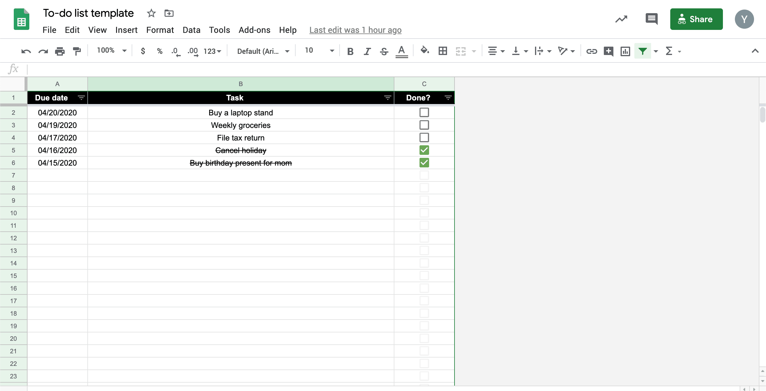 Holy sheet  How to create a simple to do list with Google Sheets - 49