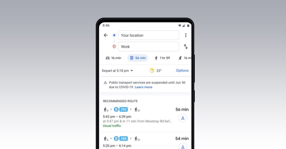Google Maps now tells you when a face mask is required on public transport