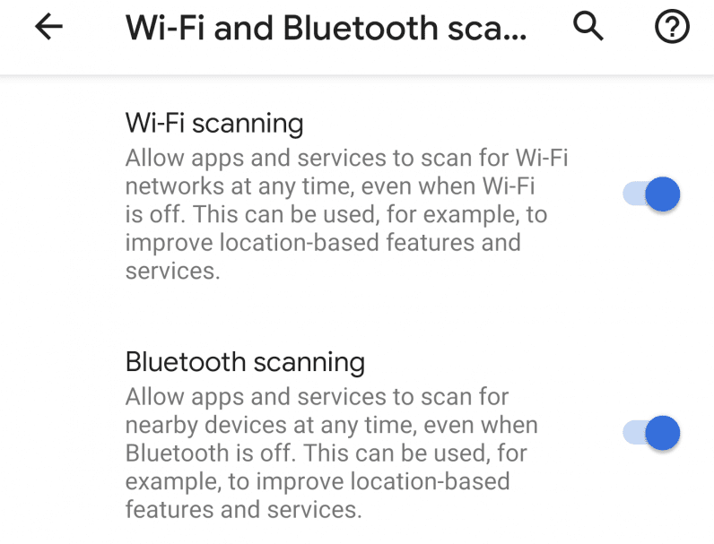 Wi-Fi and Bluetooth scanning