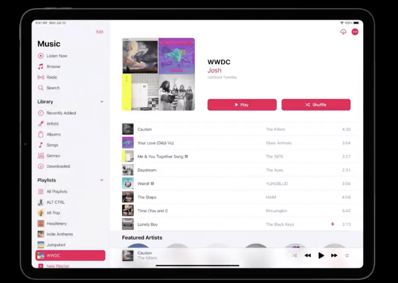 iPadOS 14 music app