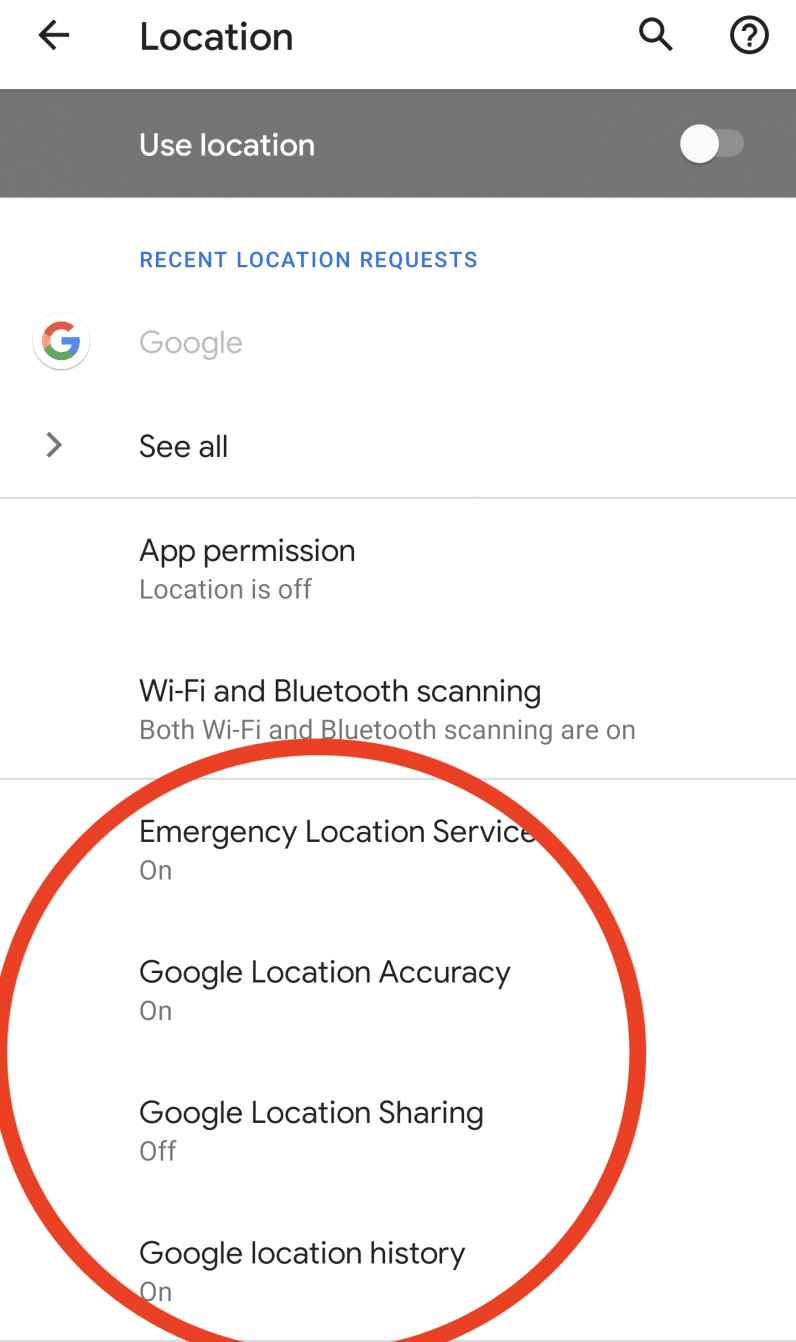 turn off location services advanced android