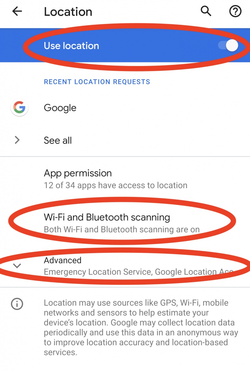 turn off location services android