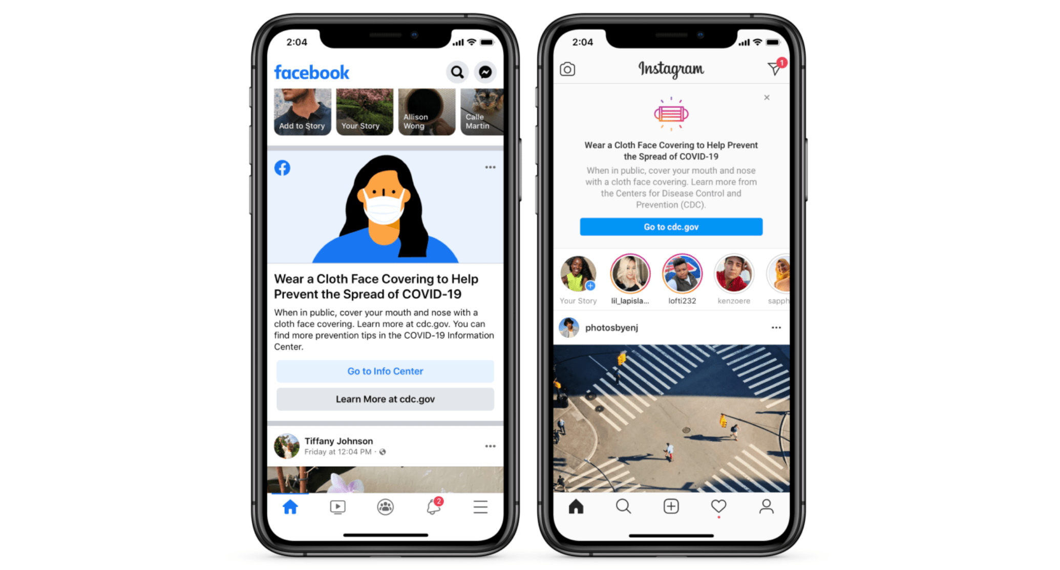 Facebook and Instagram will remind you to wear a mask atop your feed