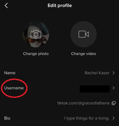 تغيير اسم المستخدم: حساب تيك توك
