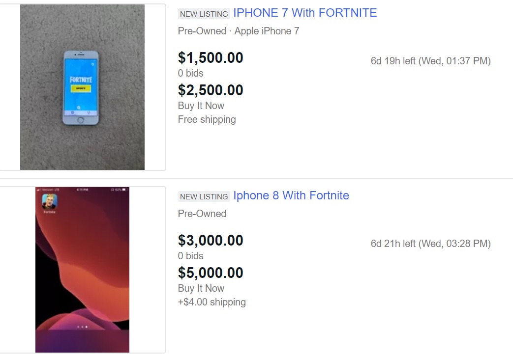 iPhones with Fortnite preinstalled are selling for thousands