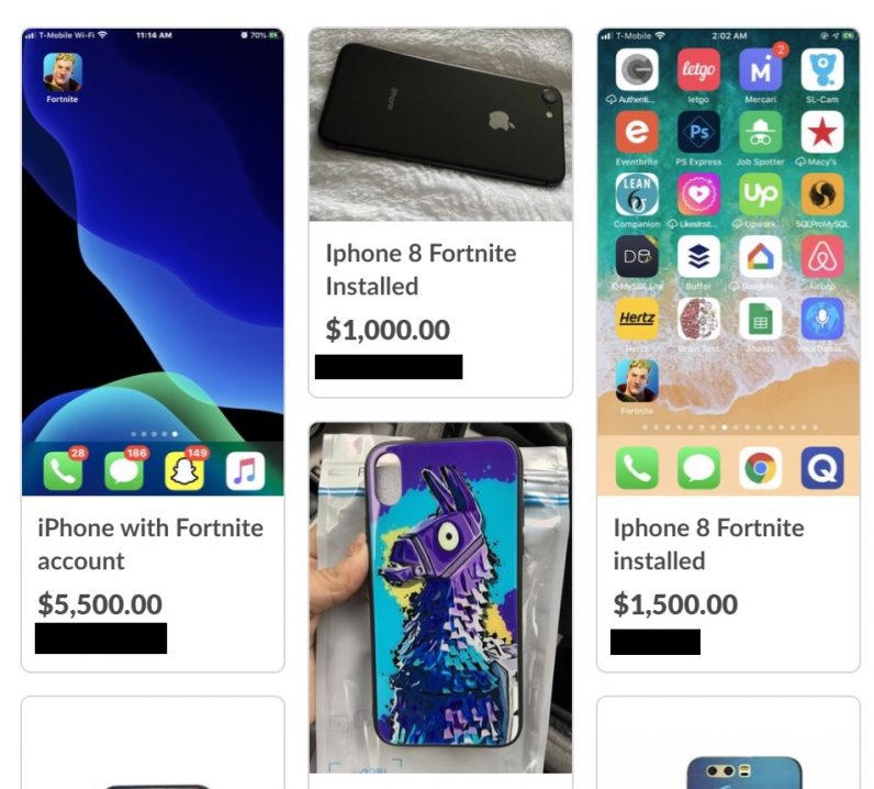 On , people are selling iPhones with Fortnite installed - for thousands  of pounds extra