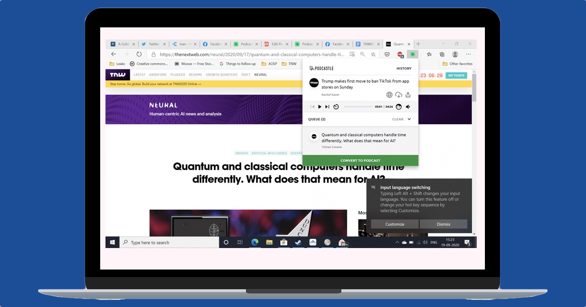 This Chrome extensions turns articles into audio playlists