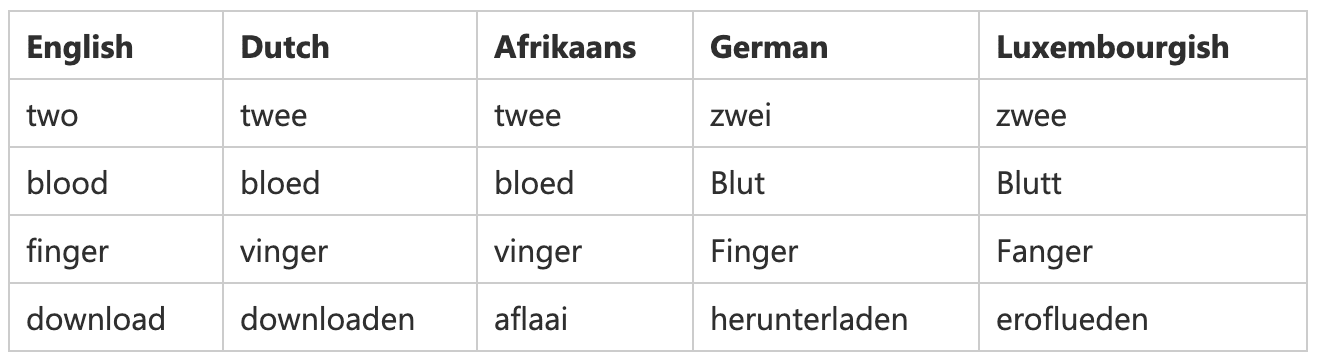 Germanic languages have many orthographic similarities.