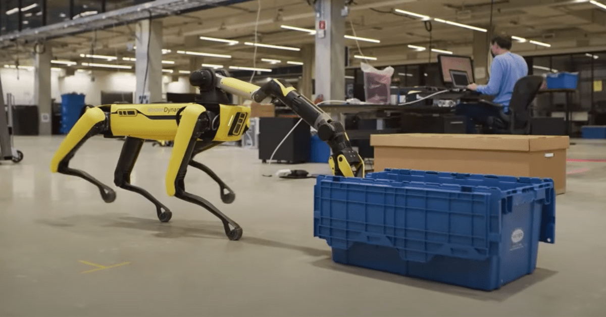 Boston Dynamics’ terrifying robot dog now has an arm and a self-charging dock
