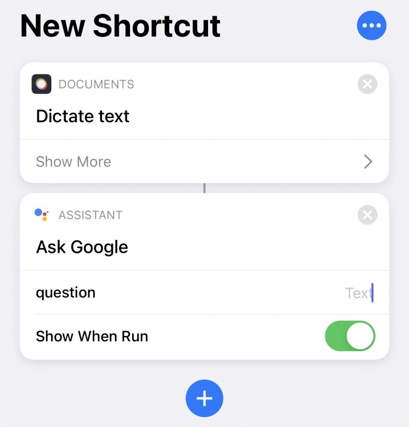 new shortcut google assistant on iOS