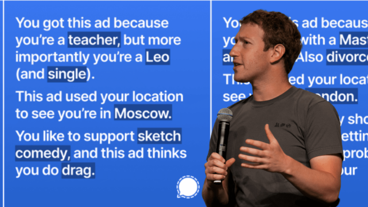 Signal’s smartass ad exposes Facebook’s creepy data collection