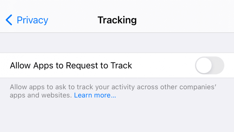 apple ad tracking transparency option